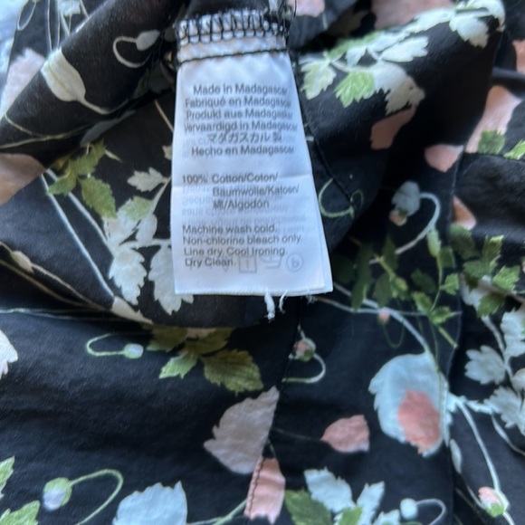J Crew Point Sur Peasant Top Liberty London Art Fabric Poppy Dream Black Sz XS - Picture 13 of 16